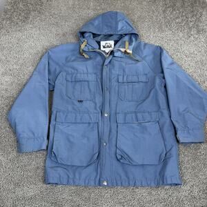 Vintage Woolrich Jacket Mens Small Blue Hooded 60/40 Parka 1527 Cotton Nylon